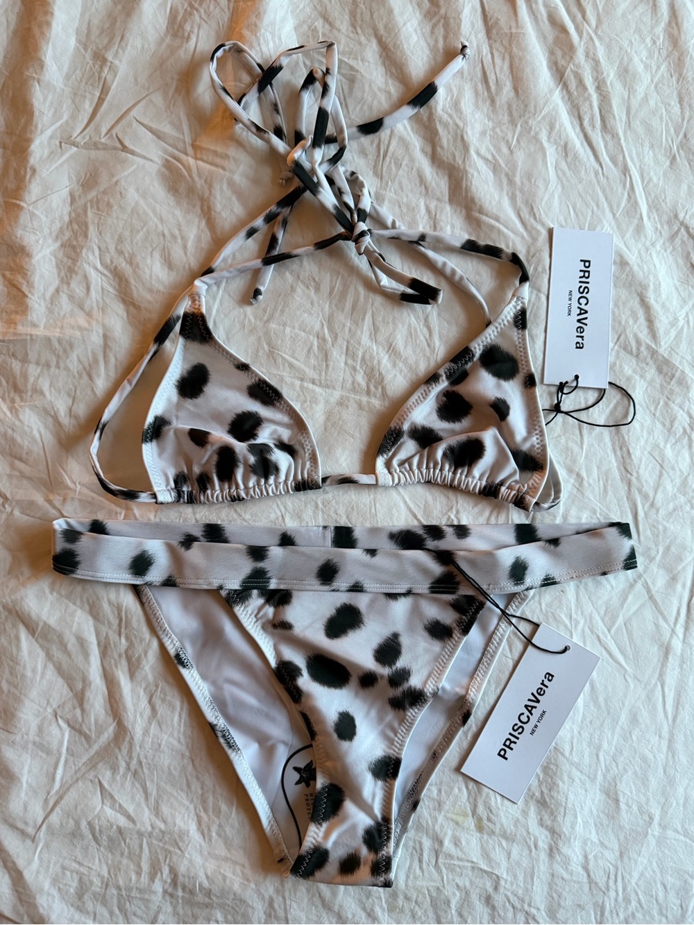 PRISCAVera Dalmatian Print Bikini Set Black & White